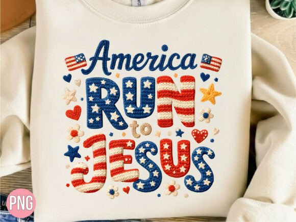 America Run to Jesus Patriotic PNG
