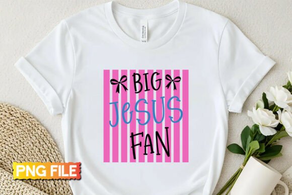 Big Jesus Fan PNG: Preppy Christ Design for T-Shirt Designs