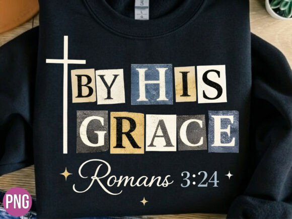 By His Grace Romans 3:24 Christian PNG — T-Shirt Designs