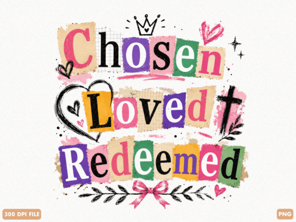 Chosen Loved Redeemed Christian PNG for T-Shirt Designs