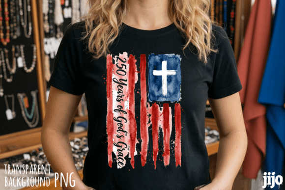 Christian Cross Patriotic American PNG T-Shirt Designs