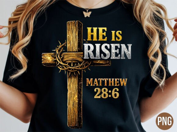 Christian He Is Risen Cross Bible PNG T-Shirt Designs