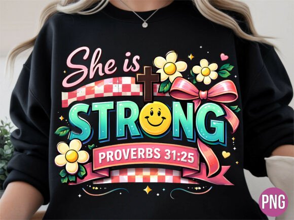 Christian She is Strong Bible Verse PNG T-Shirt Designs