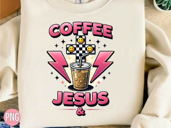 Coffee Jesus Checkered Cross Christ PNG T-Shirt Designs