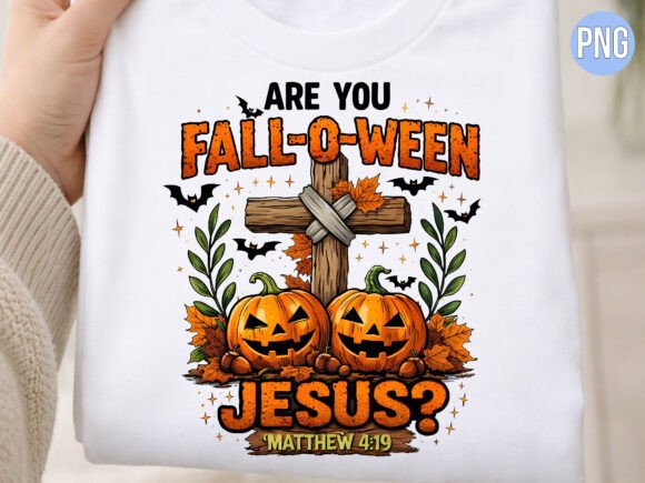 Fall-O-Ween Jesus Pumpkin Cross PNG for T-Shirt Designs