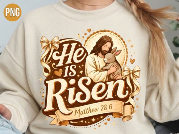 He is Risen Easter Jesus Lamb PNG for T-Shirt Designs
