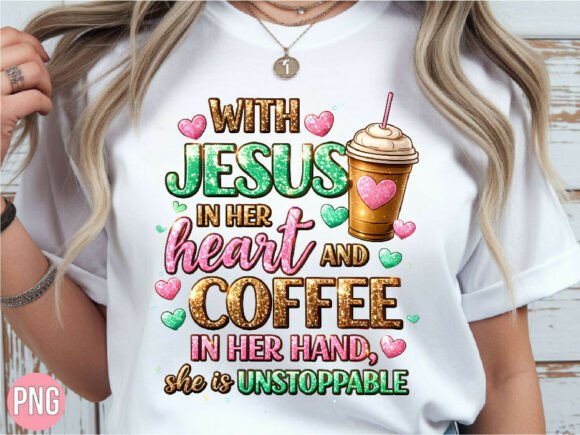 Jesus Heart Coffee Unstoppable PNG: T-Shirt Designs
