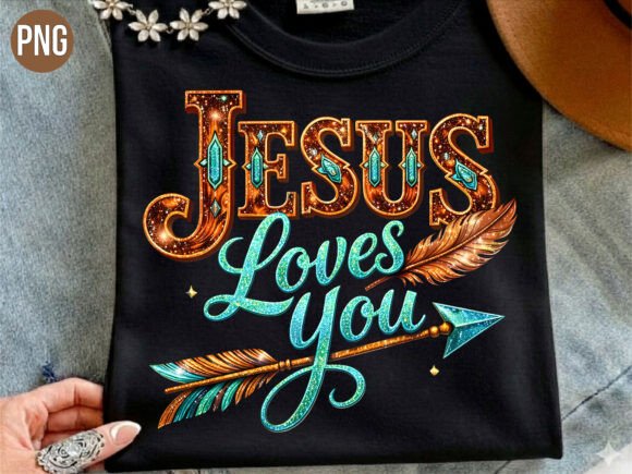 Jesus Loves You Arrow Feather PNG T-Shirt Designs