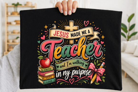 Jesus Made Me a Teacher PNG Sublimation T-Shirt Designs
