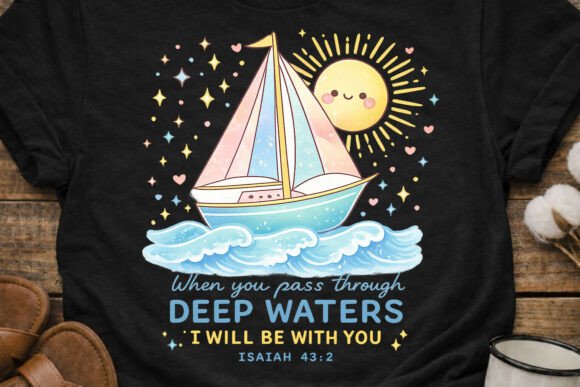 Pastel Christian Beach Waters PNG T-Shirt Designs