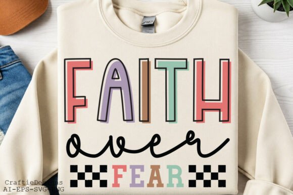 Retro Faith over Fear SVG, Jesus SVG