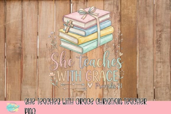 She Teaches with Grace PNG: T-Shirt Designs for Editorial Use